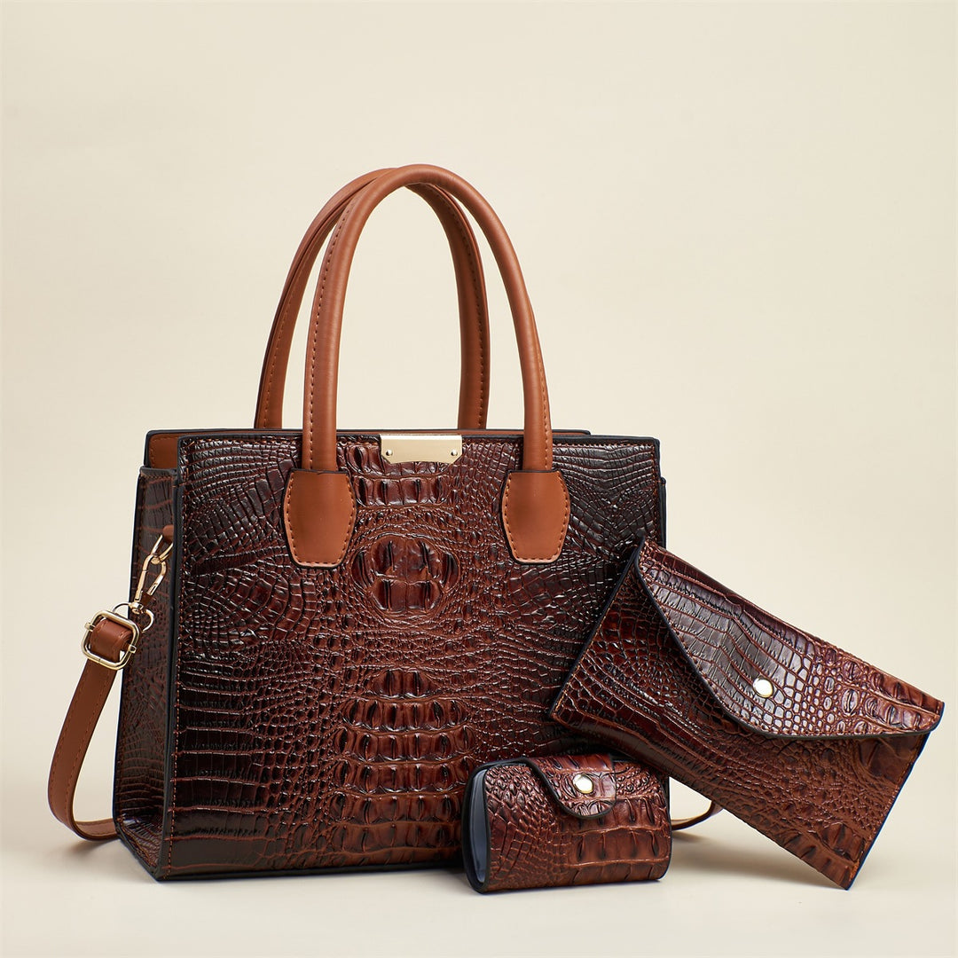 Damen elegante Handtasche im luxuriösen Kroko-Stil mit abnehmbarer Clutch Nord Taschen