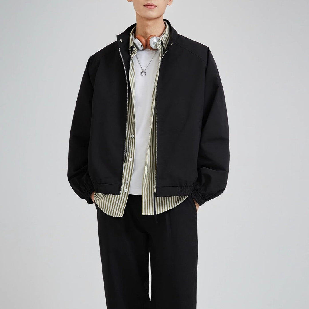 Herren leichte oversized Bomberjacke mit Stehkragen und elastischen Bündchen Nord Taschen