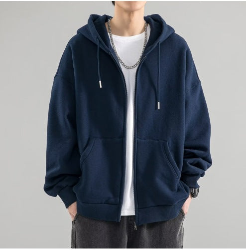 Herren Oversize-Kapuzenjacke mit durchgehendem Reißverschluss, doppellagiger Kapuze und Kängurutaschen Nord Taschen
