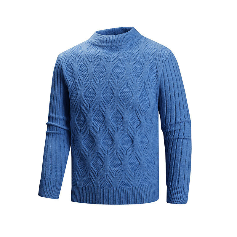Herren Feiner Zopfmuster-Pullover mit kurzem Stehkragen und Raglanärmeln Nord Taschen