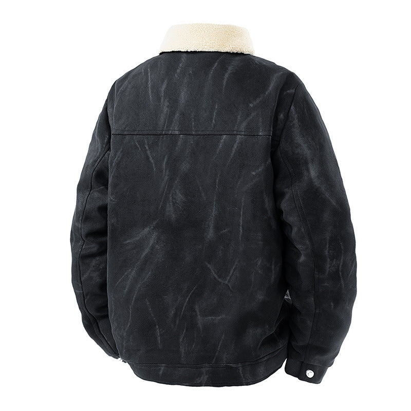 Herren Lässige Jeansjacke mit warmem Futter Nord Taschen