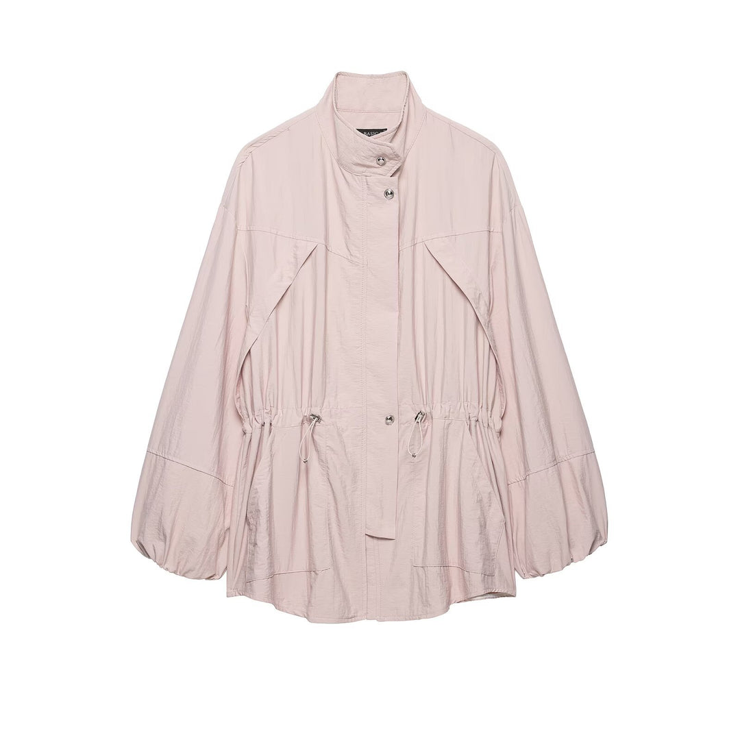 Damen Wasserabweisende Oversize-Parka mit Taillenraffung und Ballonärmeln Nord Taschen