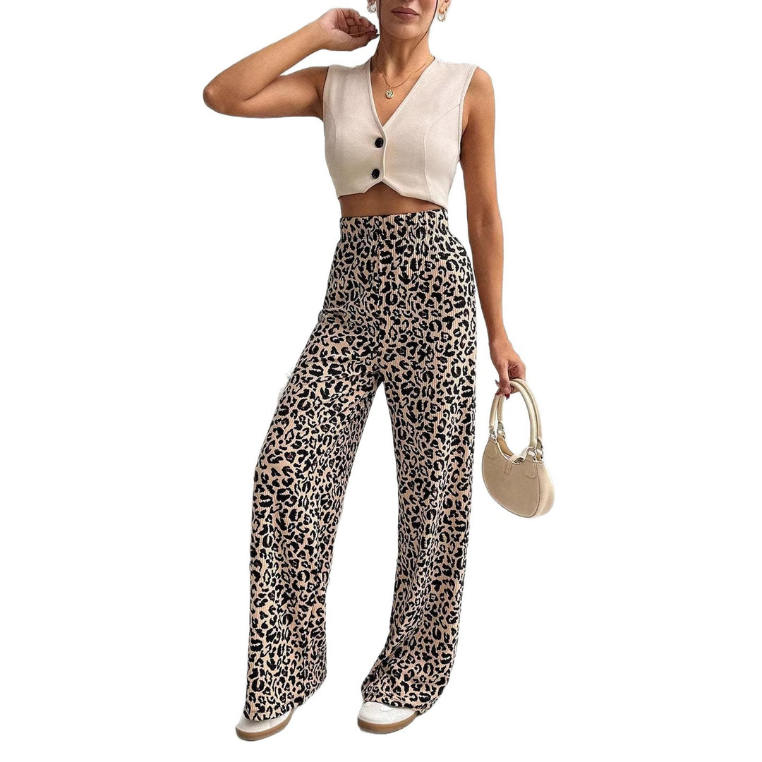 Damen Modische Leoprint Palazzohose Nord Taschen