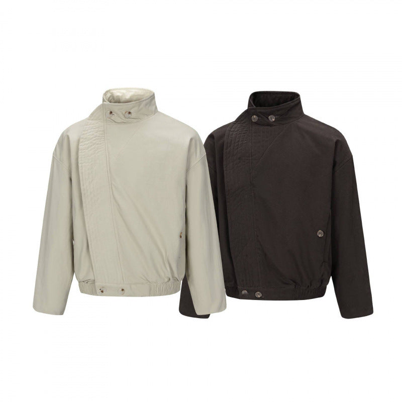 Herren Asymmetrische Kurzjacke mit Stehkragen, gesteppter Frontblende und elastischem Saum Nord Taschen