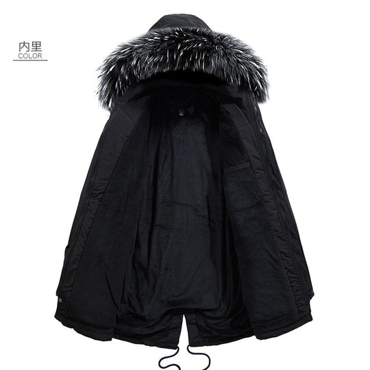 Herren Urbaner Thermo-Parka mit Kunstfellkapuze, Multifunktionstaschen und Taillenregulierung Nord Taschen