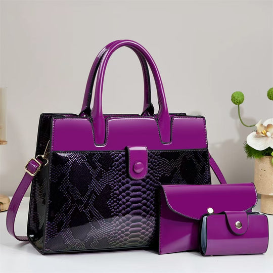 Damen Designer-Handtasche mit strukturiertem Schlangenleder-Look und abnehmbarer Clutch Nord Taschen