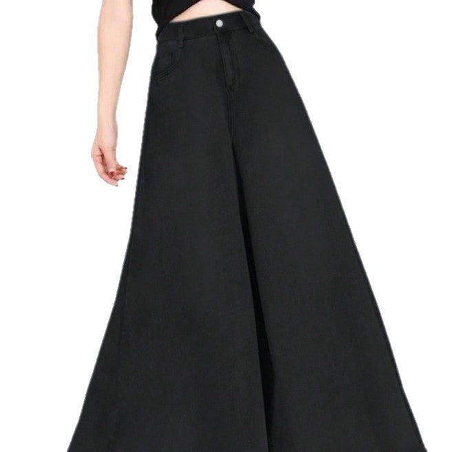 Damen Hochtaillierte Palazzo-Jeans mit extra weitem Bein und fließendem Denim Nord Taschen