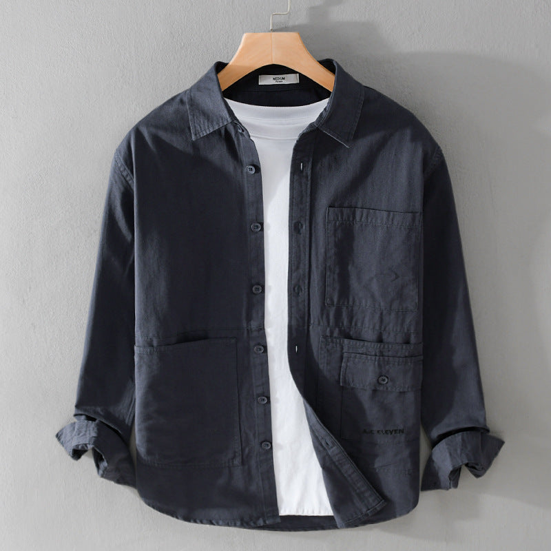 Herren Field-Overshirt aus robustem Baumwoll-Twill mit asymmetrischen Taschen Nord Taschen