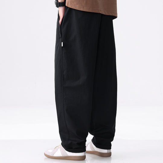 Herren Weite Baumwollmix-Cargohose mit Bundfalten und elastischem Kordelzug Nord Taschen