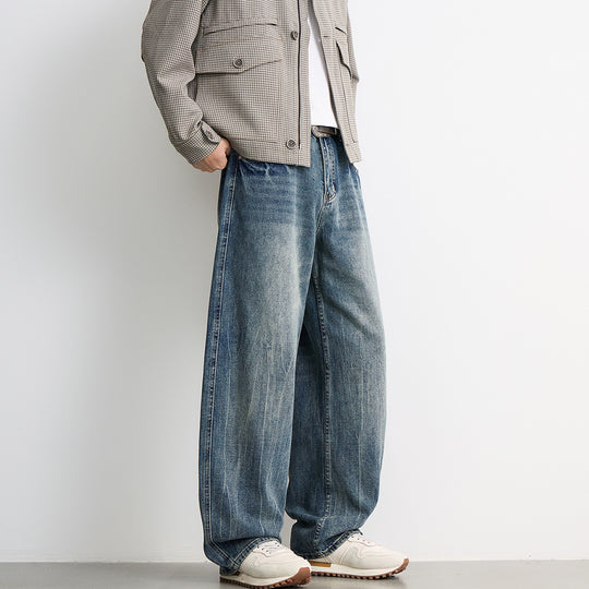 Herren weite Balloon-Jeans mit extra weitem Bein, tiefem Schritt und authentischer Used-Waschung Nord Taschen