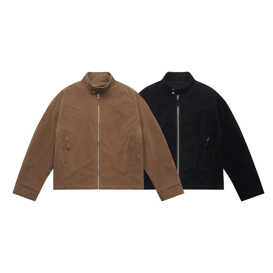 Herren Kurzblouson aus Velours‑Suede mit hohem Kragen und ergonomischer Nahtführung Nord Taschen