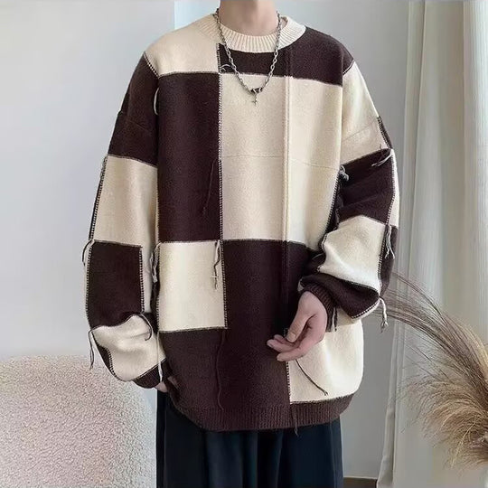 Herren Grobstrick Pullover Nord Taschen