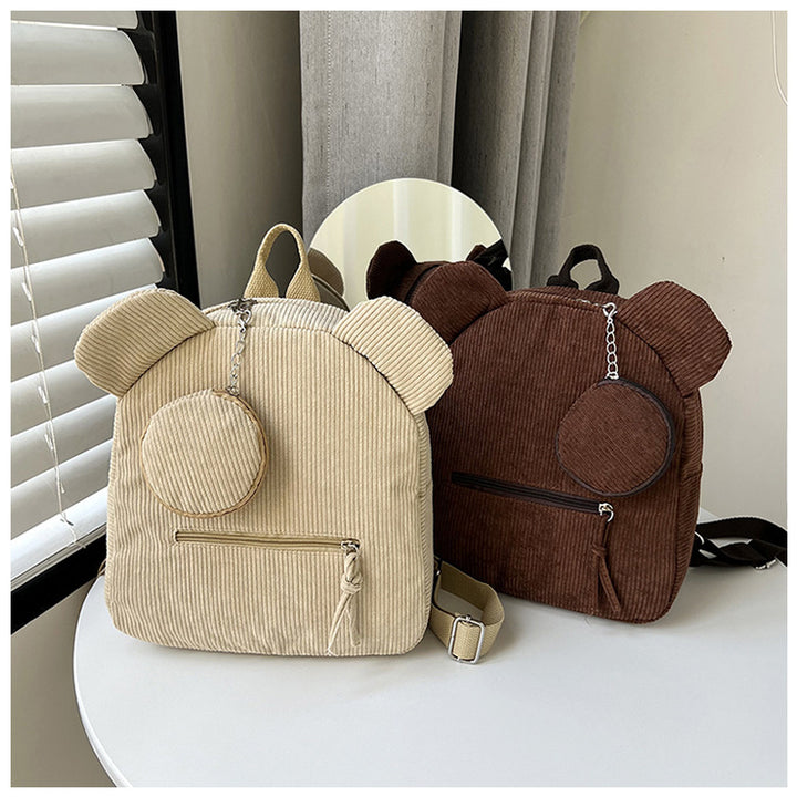 Damen verspielter Cord-Rucksack mit Tierohren Nord Taschen
