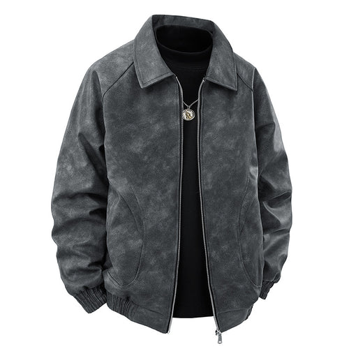 Herren Veloursleder‑Optik Blousonjacke mit Hemdkragen und elastischem Bund Nord Taschen