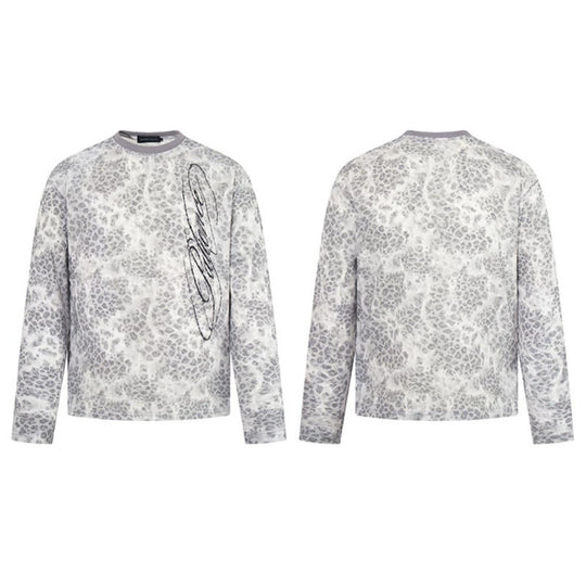 Damen Langarm-Sweatshirt mit Allover-Leo-Muster, geradem Schnitt und dekorativer Stickerei Nord Taschen