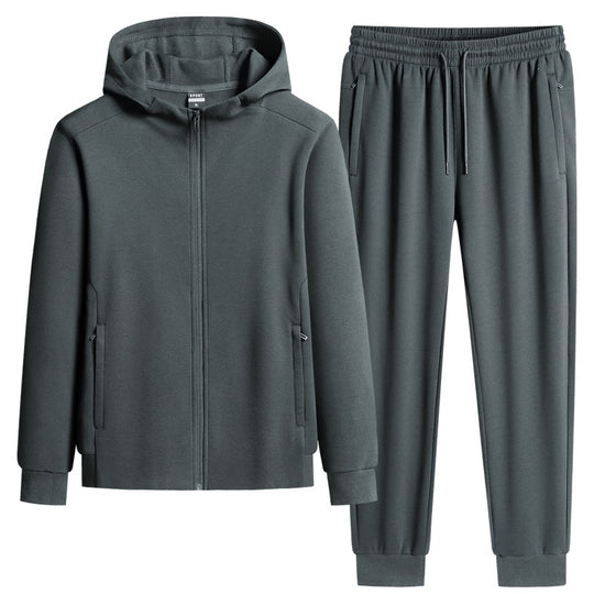Herren zweiteiliges Kapuzen‑Trainingsset aus French‑Terry mit Reißverschlussjacke & konischer Jogginghose Nord Taschen