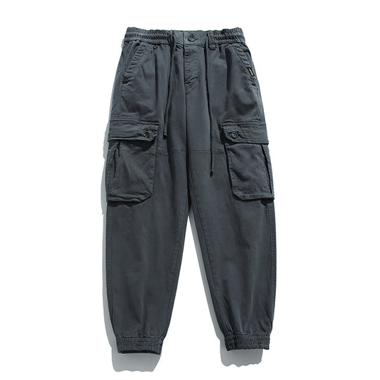 Herren Weiche Baumwoll-Utility-Cargohose im Joggerstil mit elastischem Bund und großvolumigen Klappentaschen Nord Taschen