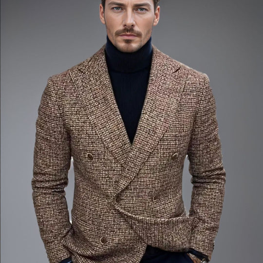 Herren Doppelreihiges Tweed-Sakko mit markantem Revers und taillierter Silhouette Nord Taschen