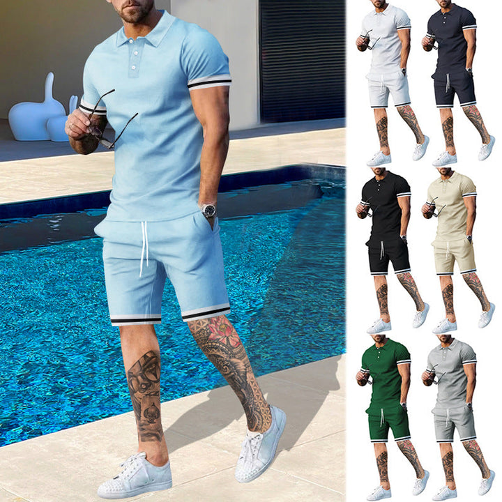 Herren Poloshirt und Shorts-Set mit sportlichen Akzenten