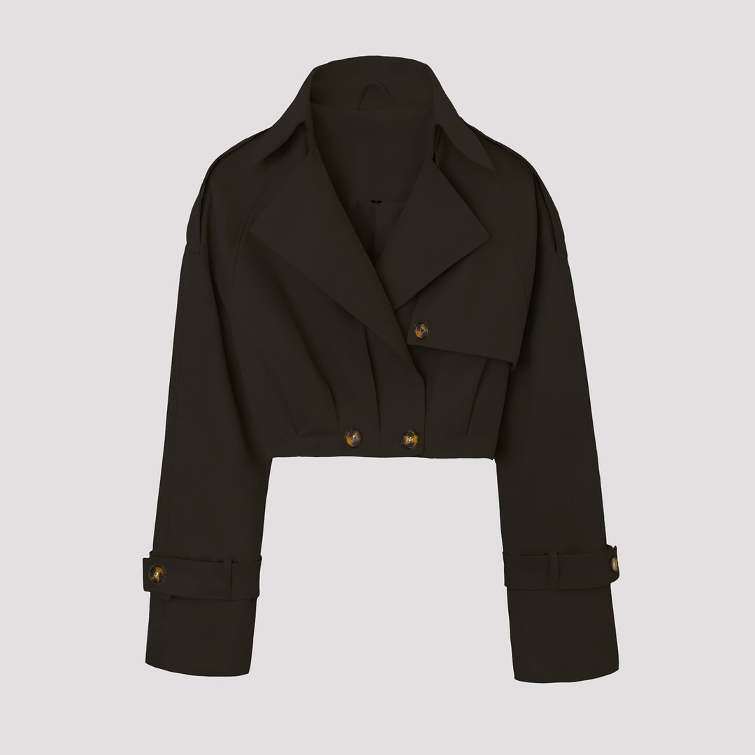 Damen Kurzjacke im Trenchcoat‑Stil mit weitem Revers Nord Taschen