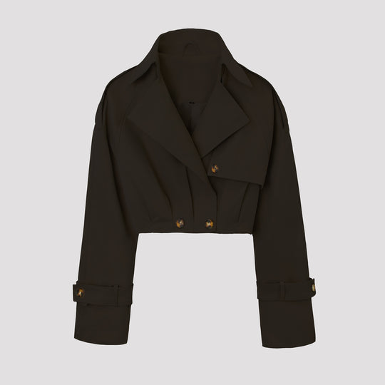Damen Kurzjacke im Trenchcoat‑Stil mit weitem Revers Nord Taschen