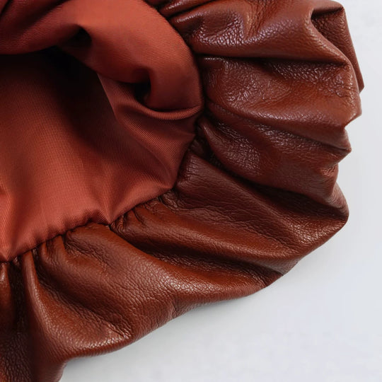 Damen Kurzballonrock aus Kunstleder mit hoher Taille und aufgesetzten Taschen Nord Taschen