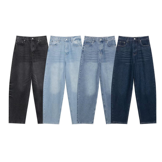 Damen Hochtaillierte kurzgeschnittene Jeans mit weitem Bein aus Denim Nord Taschen