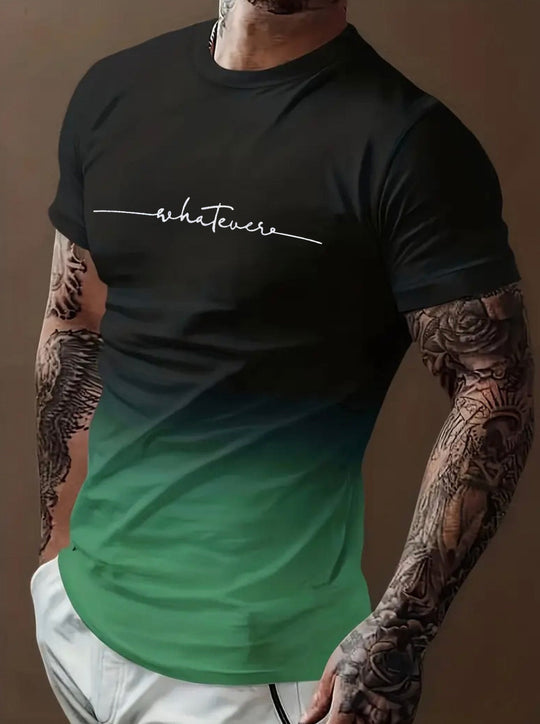 Herren T-Shirt mit modernem Farbverlauf und Palmenstickerei - Arvani
