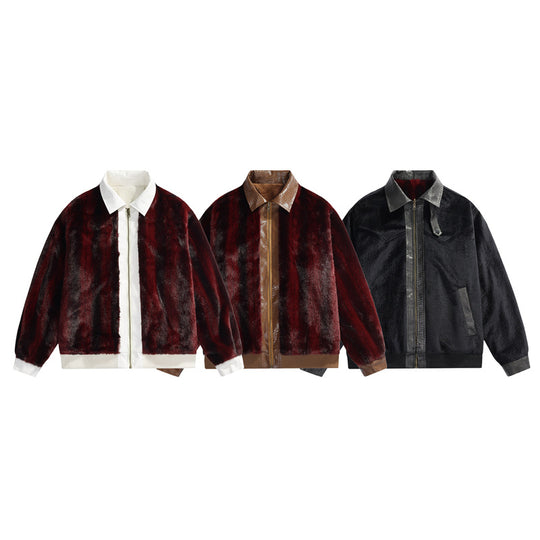 Herren Teddy-Fleece-Boxy-Jacke mit Hemdkragen, durchgehendem Metallreißverschluss & geripptem Saum Nord Taschen