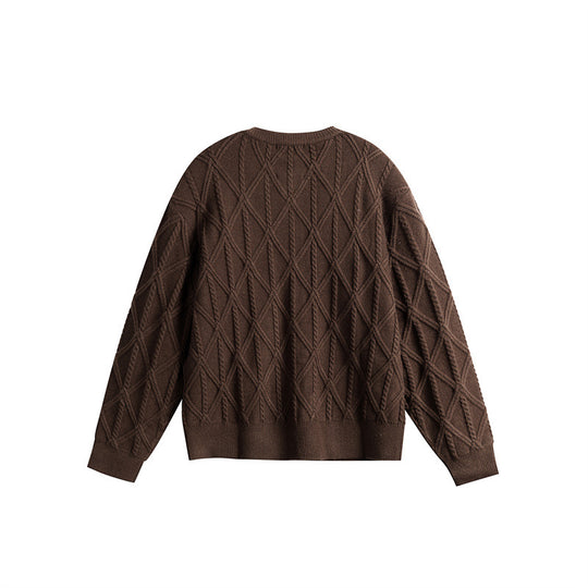 Damen Strickcardigan im Boxy Cut mit strukturierter Rautenmuster, Rundhalsausschnitt und durchgehender Knopfleiste Nord Taschen