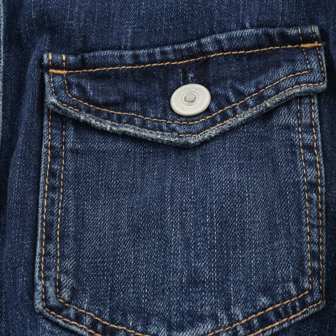 Damen Geradliniges Denim-Hemdkleid mit durchgehender Knopfleiste und Brusttaschen Nord Taschen
