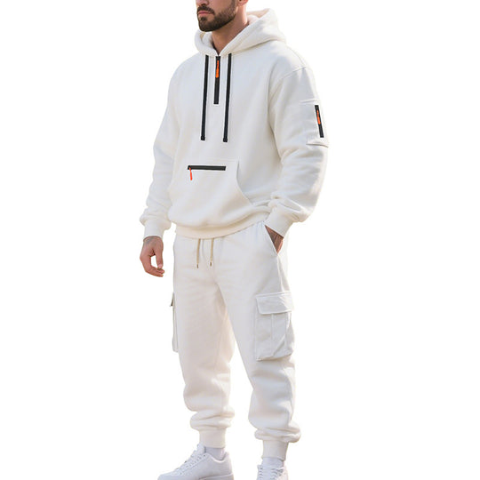 Herren Urbane Cargo-Jogging-Set mit Utility-Hoodie, Reißverschluss-Details und Cargo-Joggers Nord Taschen