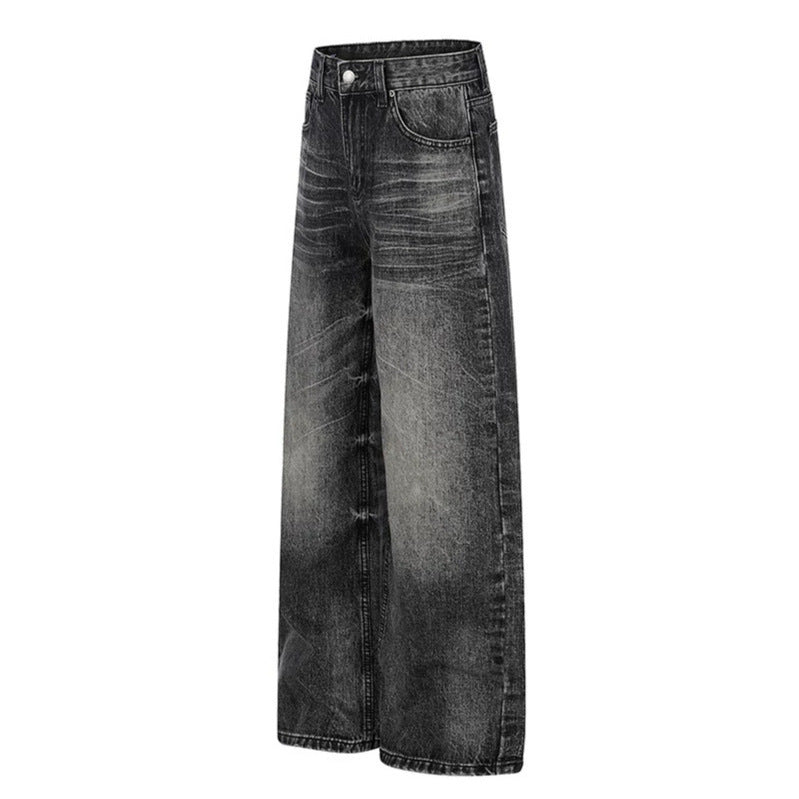 Damen Hochgeschnittene weite Palazzo-Jeans mit Used-Effekt Nord Taschen
