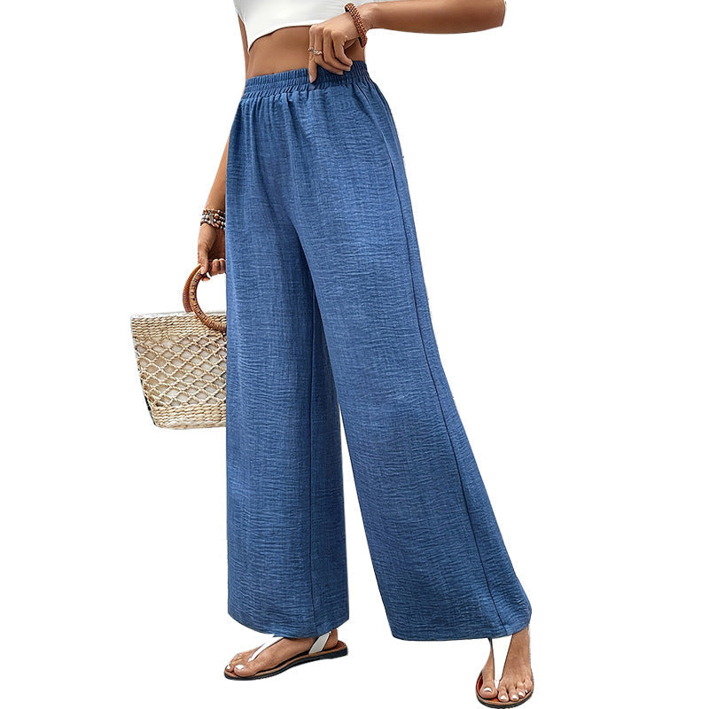 Damen Weit geschnittene Baumwollhose mit elastischem Bund Nord Taschen