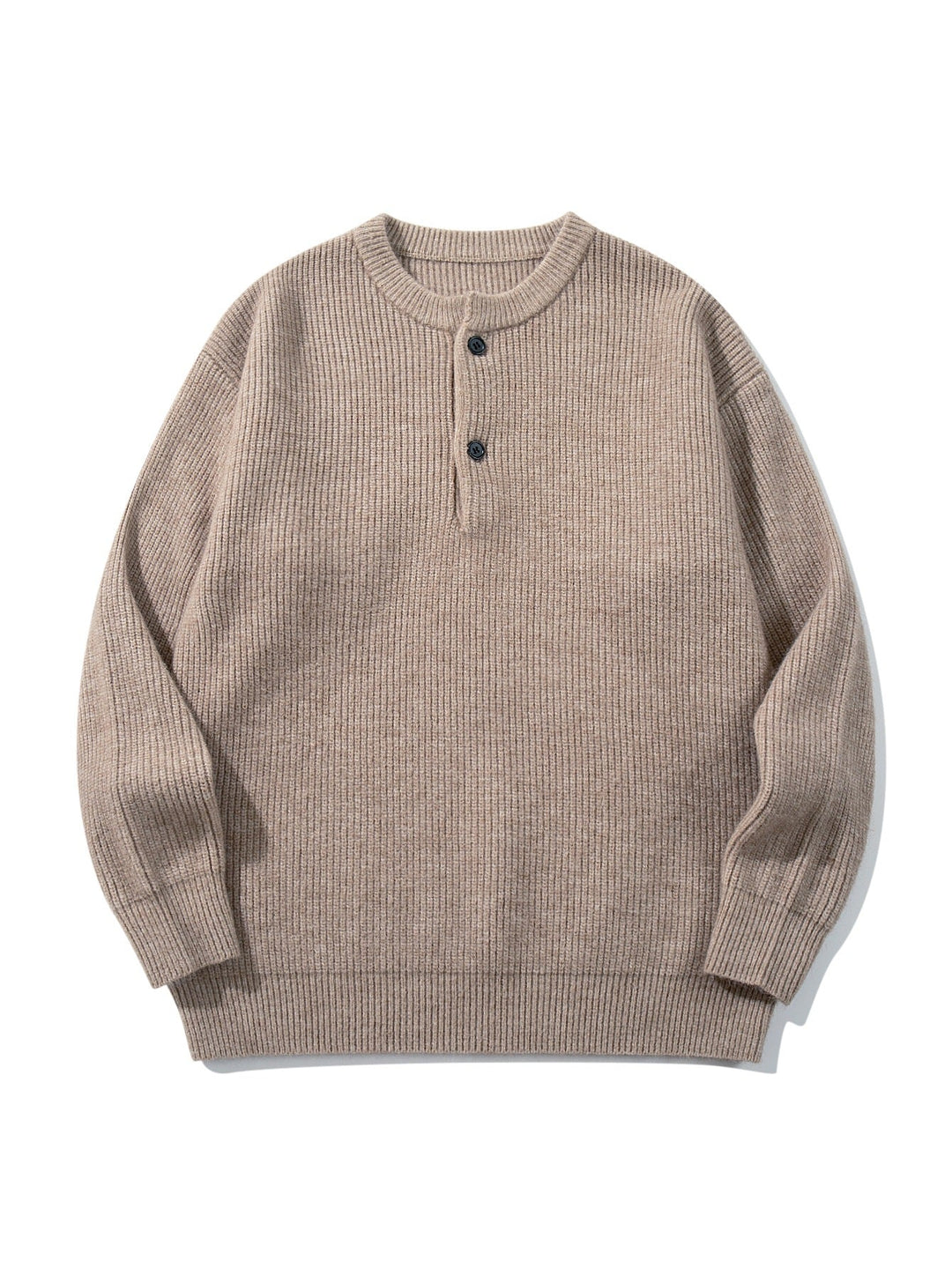Herren Grobstrick-Henley-Pullover mit halber Knopfleiste und Rippbündchen Nord Taschen