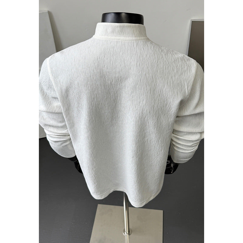 Herren Hochwertiger langärmeliger Pullover mit Knopfleiste Nord Taschen