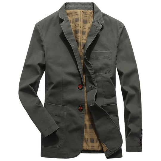 Herren legeres Canvas-Sakko mit aufgesetzten Taschen und kariertem Innenfutter Nord Taschen