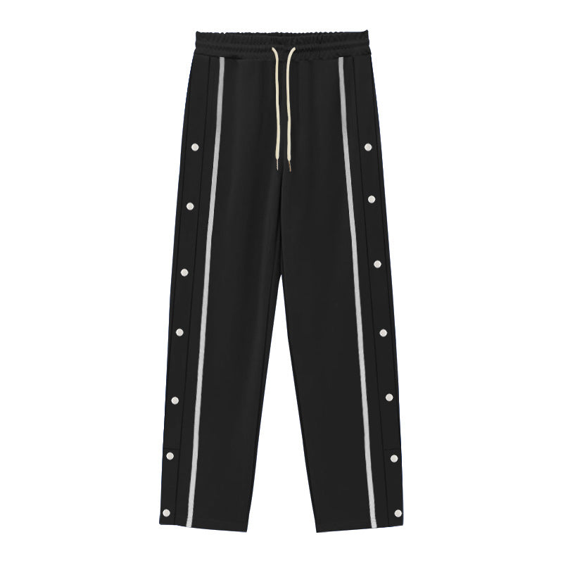 Herren Snap-Trackhose mit seitlichem Kontraststreifen, Druckknopf-Leiste und elastischem Bund Nord Taschen