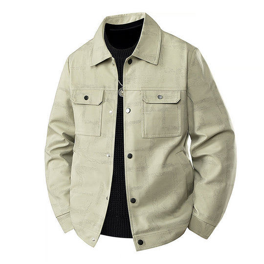 Herren Leichte Overshirt-Jacke mit dezenter Reptilprägung und Druckknopfverschluss Nord Taschen