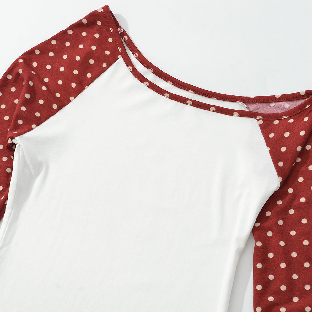 Damen Asymmetrisches Longsleeve mit Polka-Dot Raglanärmeln Nord Taschen
