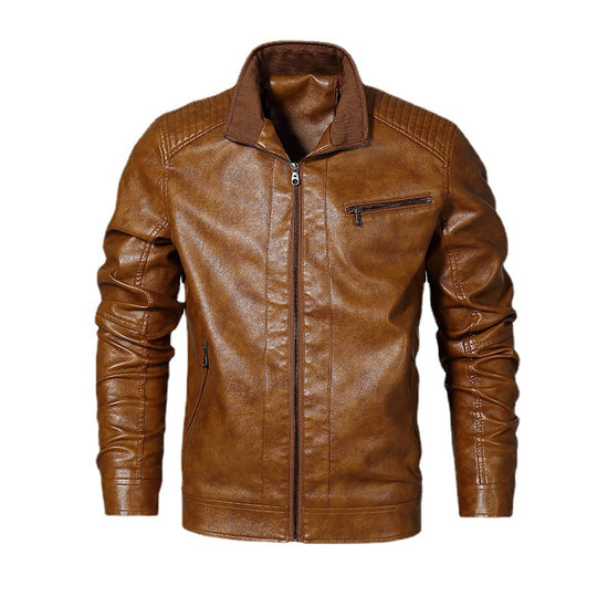 Herren schmal geschnittenes Kunstleder-Blouson mit hochschließendem Stehkragen und Schultersteppung Nord Taschen