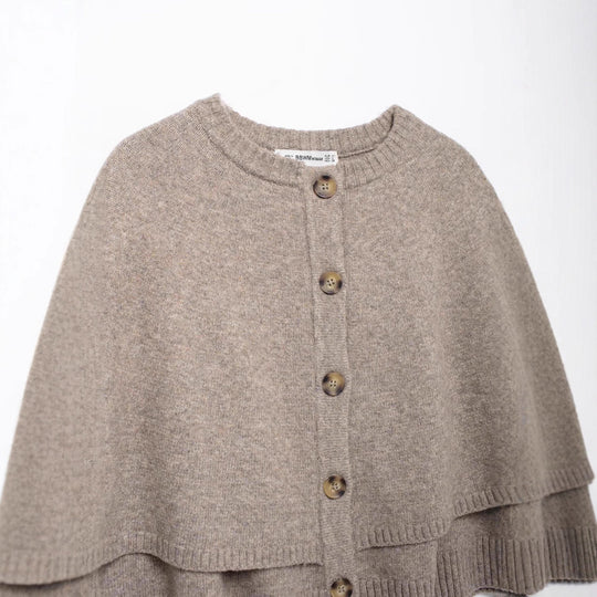 Damen Cape-Cardigan mit durchgehender Knopfleiste und doppellagigem Saum Nord Taschen