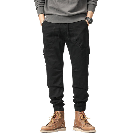 Herren Field-Joggerhose im Military-Workwear-Look mit Ziernähten, aufgesetzten Utility-Taschen und Kordelbund Nord Taschen
