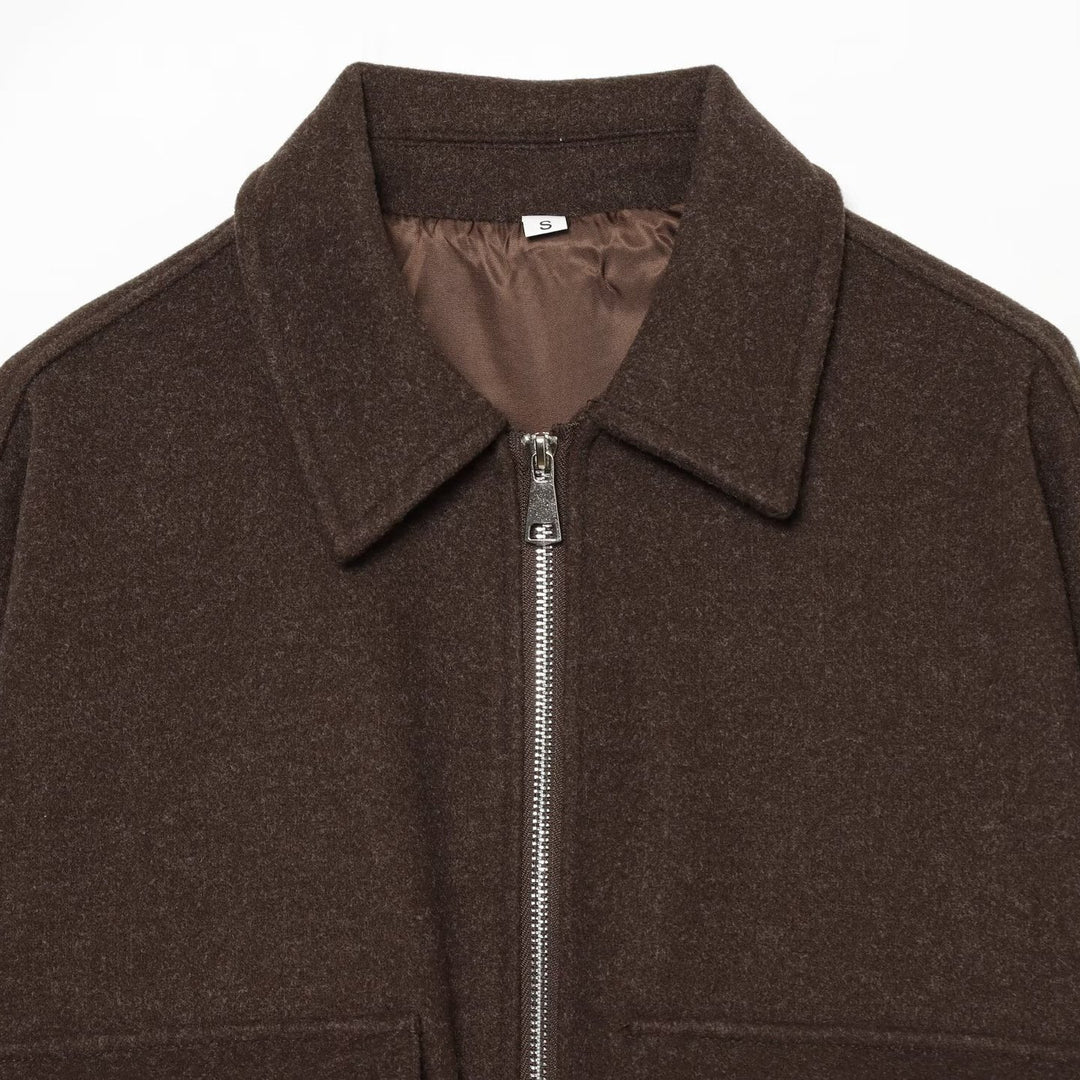 Damen Kurzjacke aus Wollmix mit Reißverschluss, Pattentaschen und elastischem Saum Nord Taschen