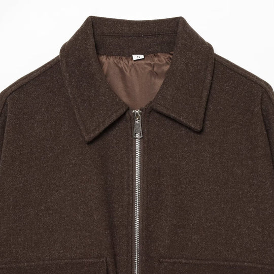 Damen Kurzjacke aus Wollmix mit Reißverschluss, Pattentaschen und elastischem Saum Nord Taschen