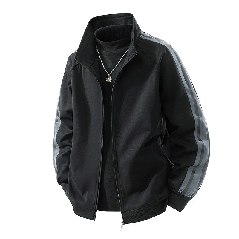 Herren Sportive Zipjacke mit Stehkragen und kontrastierenden Ärmestreifen Nord Taschen