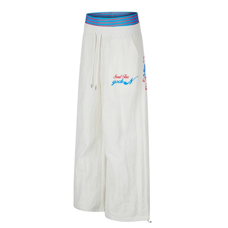 Damen Weite Palazzo-Loungehose mit elastischem Kontrastbund, Tunnelzug und verstellbaren Saumkordeln Nord Taschen