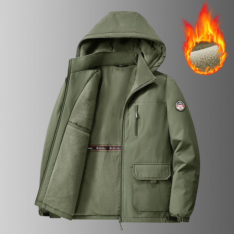 Herren Wind- und Wasserabweisender Kapuzenparka mit weichem Fleece-Innenfutter und Multifunktionstaschen Nord Taschen