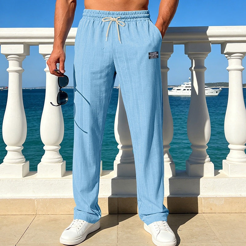 Herren Leichte Relax-Loungehose aus Strukturjersey mit Tunnelzug und geradem Bein Nord Taschen