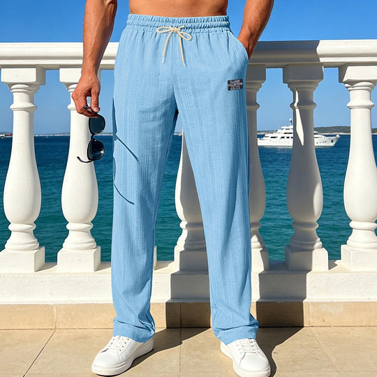 Herren Leichte Relax-Loungehose aus Strukturjersey mit Tunnelzug und geradem Bein Nord Taschen